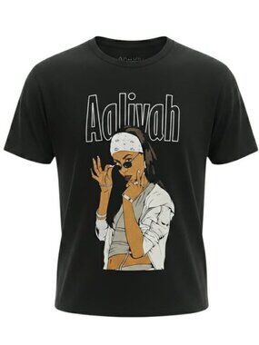 Aaliyah Black Short-Sleeve Graphic Crew Neck Unisex T-Shirt Size S/P Rue 21